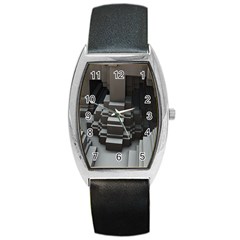 Fractal Render Cube Cubic Shape Barrel Style Metal Watch