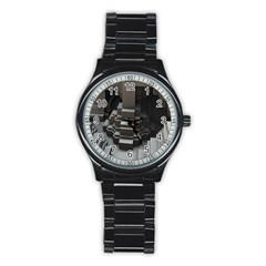 Fractal Render Cube Cubic Shape Stainless Steel Round Watch by Celenk