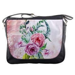 Flowers And Leaves In Soft Purple Colors Messenger Bags by FantasyWorld7