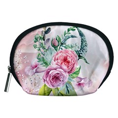 Flowers And Leaves In Soft Purple Colors Accessory Pouches (medium)  by FantasyWorld7