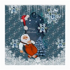 Funny Santa Claus With Snowman Medium Glasses Cloth by FantasyWorld7