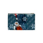 Funny Santa Claus With Snowman Cosmetic Bag (Small)  Back