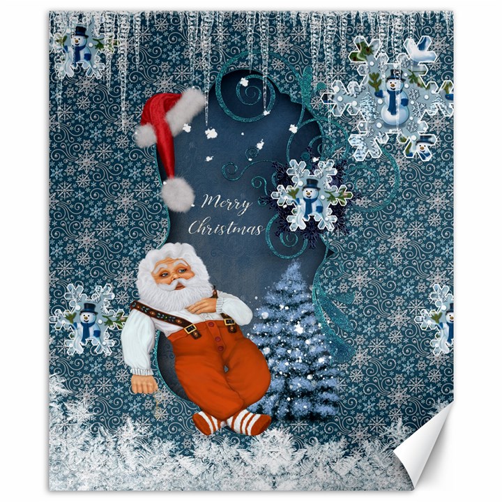 Funny Santa Claus With Snowman Canvas 8  x 10 