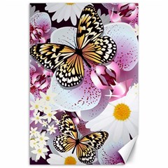 Butterflies With White And Purple Flowers  Canvas 24  x 36 