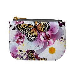 Butterflies With White And Purple Flowers  Mini Coin Purses