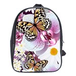 Butterflies With White And Purple Flowers  School Bag (XL) Front