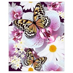 Butterflies With White And Purple Flowers  Drawstring Bag (Small)