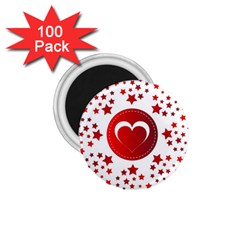 Monogram Heart Pattern Love Red 1 75  Magnets (100 Pack)  by Celenk