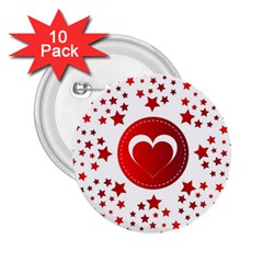 Monogram Heart Pattern Love Red 2 25  Buttons (10 Pack)  by Celenk