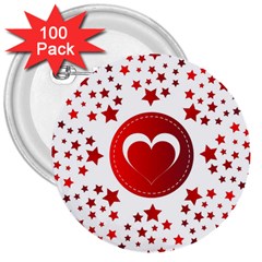 Monogram Heart Pattern Love Red 3  Buttons (100 Pack)  by Celenk
