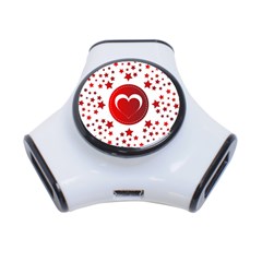 Monogram Heart Pattern Love Red 3-port Usb Hub by Celenk