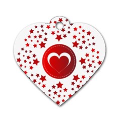 Monogram Heart Pattern Love Red Dog Tag Heart (two Sides) by Celenk