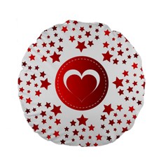 Monogram Heart Pattern Love Red Standard 15  Premium Round Cushions by Celenk