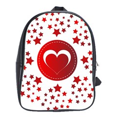 Monogram Heart Pattern Love Red School Bag (xl) by Celenk