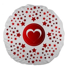 Monogram Heart Pattern Love Red Large 18  Premium Flano Round Cushions by Celenk