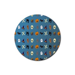 Halloween Cats Pumpkin Pattern Bat Rubber Coaster (round) 