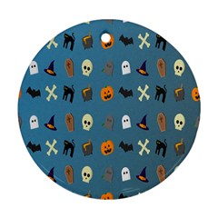 Halloween Cats Pumpkin Pattern Bat Round Ornament (two Sides) by Celenk