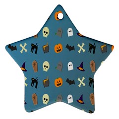 Halloween Cats Pumpkin Pattern Bat Star Ornament (two Sides) by Celenk