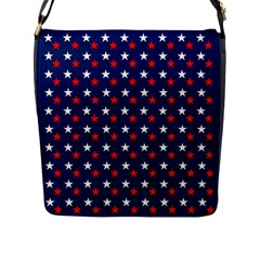 Patriotic Red White Blue Stars Blue Background Flap Messenger Bag (l)  by Celenk