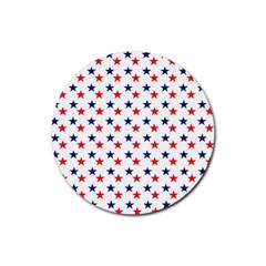 Patriotic Red White Blue Stars Usa Rubber Coaster (round)  by Celenk