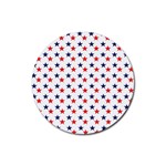 Patriotic Red White Blue Stars Usa Rubber Round Coaster (4 pack)  Front