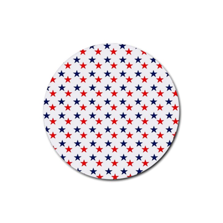 Patriotic Red White Blue Stars Usa Rubber Round Coaster (4 pack) 