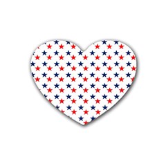 Patriotic Red White Blue Stars Usa Rubber Coaster (heart)  by Celenk