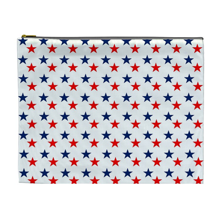 Patriotic Red White Blue Stars Usa Cosmetic Bag (XL)
