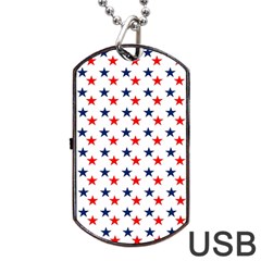 Patriotic Red White Blue Stars Usa Dog Tag Usb Flash (two Sides) by Celenk