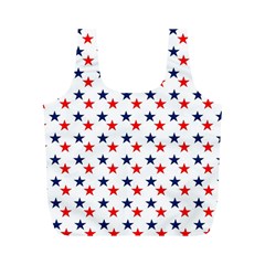 Patriotic Red White Blue Stars Usa Full Print Recycle Bags (m)  by Celenk