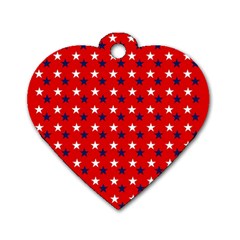 Patriotic Red White Blue Usa Dog Tag Heart (one Side)