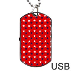 Patriotic Red White Blue Usa Dog Tag Usb Flash (one Side) by Celenk