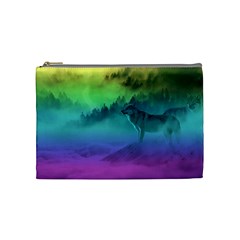 Yellowstone Wolfs Sunset Cosmetic Bag (medium)  by PodArtist