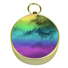 Yellowstone Wolfs Sunset Gold Compasses by PodArtist