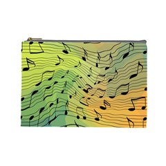 Music Notes Cosmetic Bag (large)  by linceazul