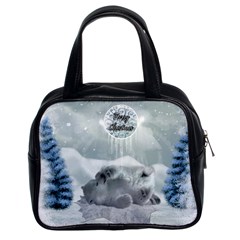 Cute Polar Bear Baby, Merry Christmas Classic Handbags (2 Sides)