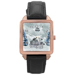 Cute Polar Bear Baby, Merry Christmas Rose Gold Leather Watch 