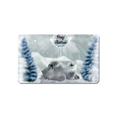 Cute Polar Bear Baby, Merry Christmas Magnet (Name Card)