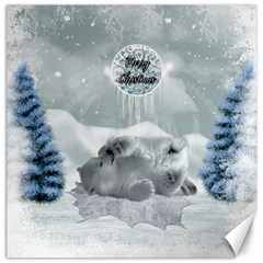 Cute Polar Bear Baby, Merry Christmas Canvas 12  x 12  