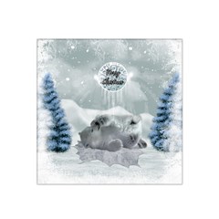 Cute Polar Bear Baby, Merry Christmas Satin Bandana Scarf by FantasyWorld7