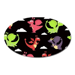 Cute Flying Dragons Oval Magnet