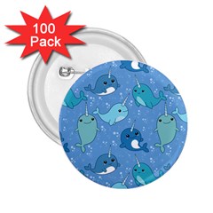 Cute Narwhal Pattern 2 25  Buttons (100 Pack)  by Bigfootshirtshop