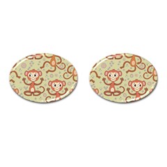 Cute Cartoon Monkeys Pattern Cufflinks (oval)