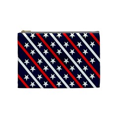 Patriotic Red White Blue Stars Cosmetic Bag (Medium) 