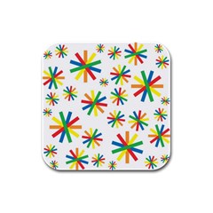 Celebrate Pattern Colorful Design Rubber Square Coaster (4 Pack)  by Celenk