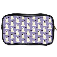 Bat And Ghost Halloween Lilac Paper Pattern Toiletries Bags by Celenk