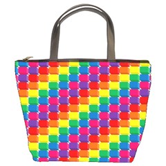 Rainbow 3d Cubes Red Orange Bucket Bags by Celenk