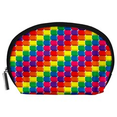 Rainbow 3d Cubes Red Orange Accessory Pouches (large)  by Celenk