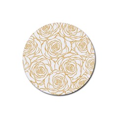 Yellow Peonies Rubber Round Coaster (4 Pack)  by NouveauDesign