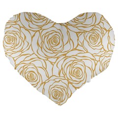 Yellow Peonies Large 19  Premium Flano Heart Shape Cushions by NouveauDesign